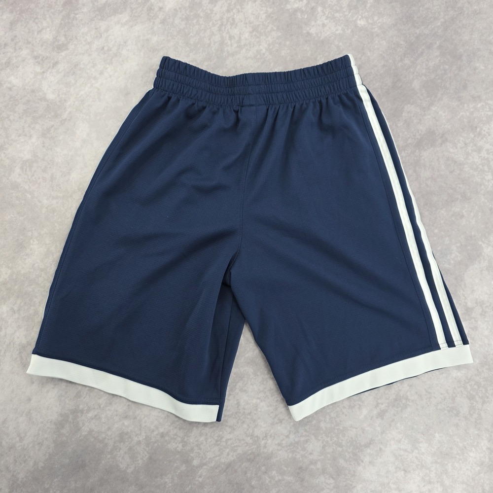 Adidas Boys Athletic Soccer Shorts Large (14/16) Navy Blue Classic 3-Stripes - Picture 5 of 9